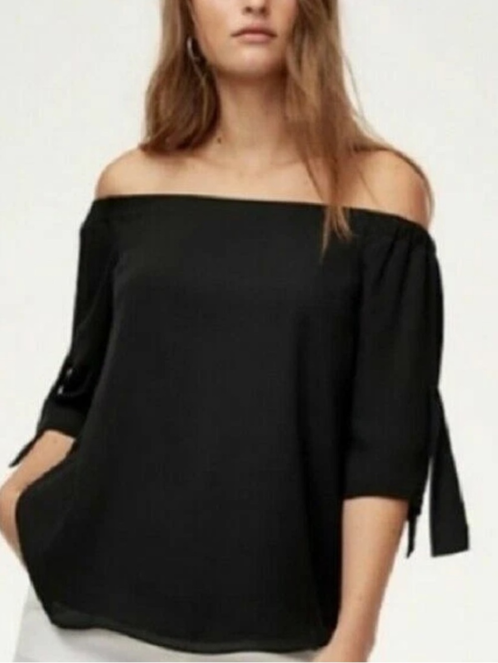 Babaton Malik Off-The-Shoulder Tie-Sleeve Blouse
Black Size S